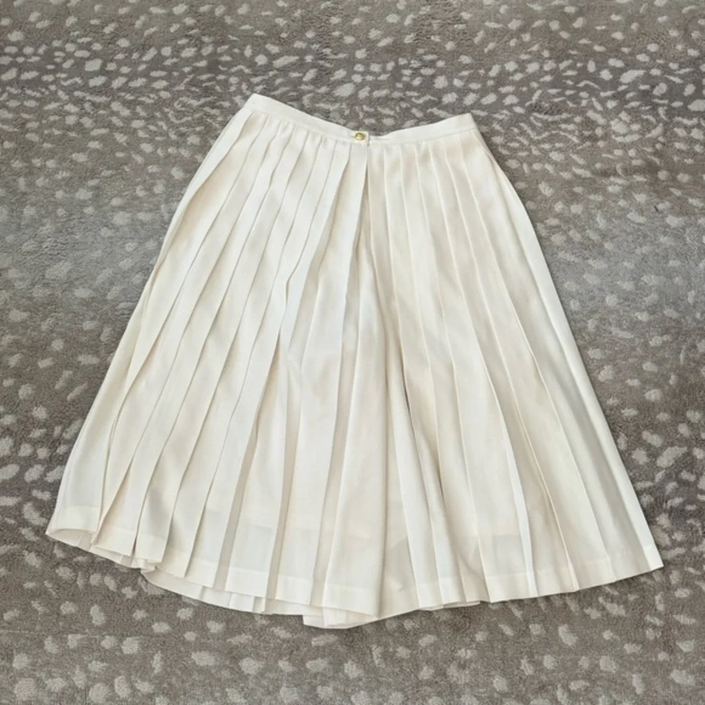 Tory Burch Faye White Ivory Pleated‎ Wide Leg Knee Length Culottes Size 6